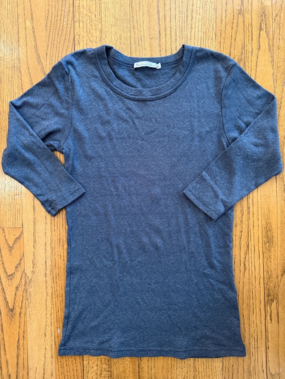 Michael Stars Blue Grey Heather 3/4 Long Sleeve Tee OS